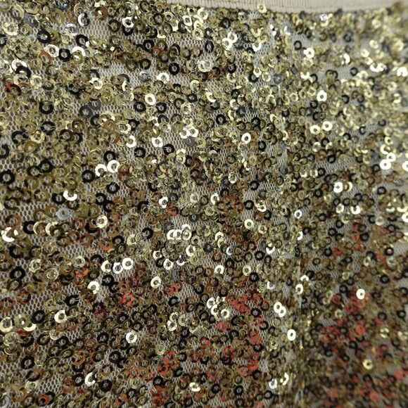 Chico's Gold Sequin Pencil Skirt S Back Zip Polyester - Picture 5 of 12